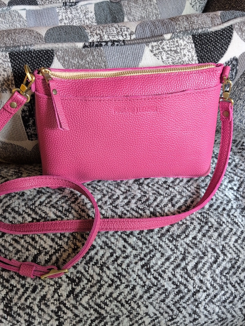 Portland Leather Wild Rose Pink Pebbled Leather Crossbody Bag NWOT
